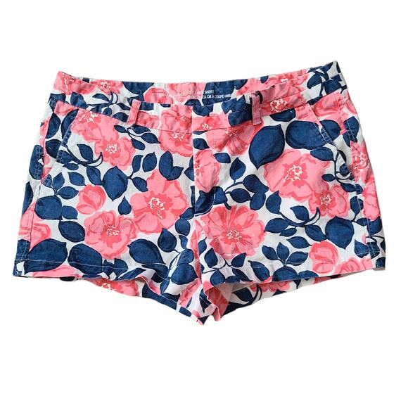 GAP Khakis City 3 Inch Short with Pockets Pink Blue Floral Women's Size‎ 14 - Picture 1 of 7